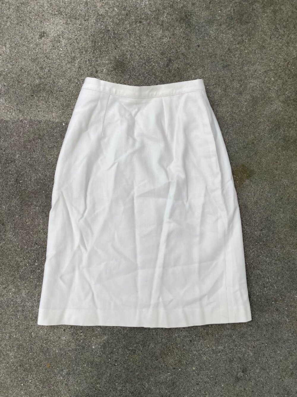 Vintage 80s Pencil Skirt 100% Pure Wool Lined Cream Old Money Quiet Luxury 10